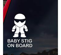 Calcoman a de vinilo para ventana de coche SoCoolDesign Baby Stig Racer On Board, 12,7 cm de alto (blanco)