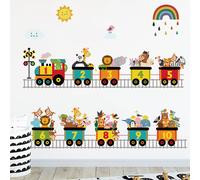 Calcoman as de pared educativas con dise o de tren y alfabeto, para aprender los colores, despegar y pegar, con adorables animales, para decorar