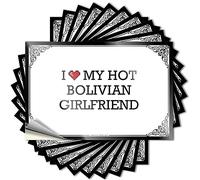 Calcomanía autoadhesiva de goma con texto en inglés "I Love My Hot Bolivian Girlfriend Hard Snarky" (6 x 9 cm)
