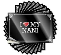 Calcomanía autoadhesiva para vaso con texto en inglés «I Love My Nani» para uso en seco (8 x 12 cm)
