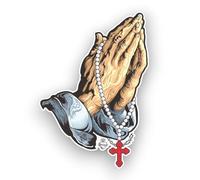 Calcomanía con forma de rosario de manos rezando de 5 pulgadas, calcomanía cristiana católica, calcomanía de vinilo impermeable para camiones, coches, portátiles, vasos