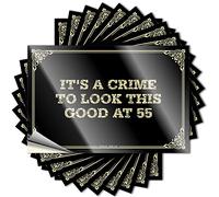 Calcomanía con letras del oeste genial para dormitorio, con texto en inglés "It's A Crime to Look This Good At 55", sin residuos para jugadores (12 x 18 cm)
