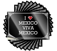 Calcomanía con texto en inglés "I Love Mexico Viva Mexico", tamaño pequeño, paquete de calcomanías extraíbles para garaje motivacional (6 x 9 cm)
