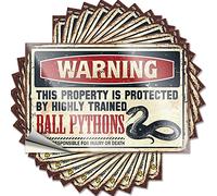 Calcomanía con texto en inglés "Warning This Property is Protected By A Highly Trained Ball Pythons Alcouragement Lettering Sticker | Regalo de inauguración de la casa, cubierta de vinilo impermeable