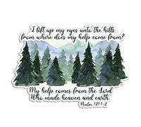 Calcomanía con versículo bíblico I Lift Up My Eyes Unto The Hills para computadora portátil, auto, laptop, 5.5 x 3.5 pulgadas (color)