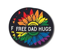 Calcomanía de abrazos de papá gratis - Divertido orgullo LGBTQ orgullo igualdad arco iris, calcomanías de vinilo de alta calidad para parachoques, paquete de 2 | 5 pulgadas en el lado más ancho | Fabricado en Estados Unidos - FHJ947