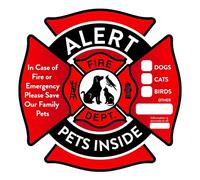 Calcomanía de alerta para mascotas, calcomanías de rescate de doble cara, calcomanías de alerta de mascotas de perro en un fuego, los bomberos verán alerta en la ventana, puerta