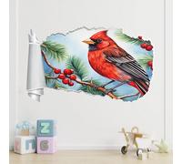 Calcomanía de arte de pared, Pájaro Etiqueta Engomada De La Decoración De La Frontera Agrietada 3D, Sucursales Adhesivo Despegar Y Pegar, Mural De Decoración