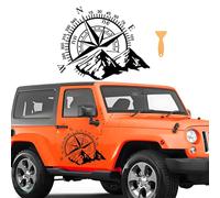 Calcomanía de brújula para coche, de vinilo, impermeable, universal, para capó lateral, ventana, decoración para caravana, caravana, Jeep, camión, furgoneta, 40 x 32 cm, color negro