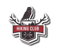 Calcomanía de club de senderismo - Divertida y vibrante montaña camping senderismo aventura - Paquete de 2 pegatinas de vinilo de alta calidad | 5 pulgadas en el lado más ancho | Fabricado en Estados