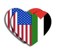 Calcomanía de corazón con la bandera palestina americana, orgulloso apoyando la paz, no la guerra, calcomanías políticas de vinilo de alta calidad, paquete de 2, 5 pulgadas en el lado más ancho,