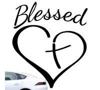 Calcomanía de cruz de Jesús para coche, calcomanías cristianas con texto en inglés «Blessed Heart Lettering Window Decor, Faith Hope & Hearts», calcomanías personalizadas para autos, fácil de aplicar