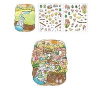 Calcomanía de escena 3D, serie de cuento de hadas, paisaje, etiquetas de cuentas de mano, suministros de diario, decoración de hadas, serie de cuentos de paisaje, escena infantil