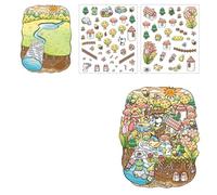 Calcomanía de escena 3D, serie de cuento de hadas, paisaje, etiquetas de mano, suministros de diario, serie de cuentos de hadas, paisaje infantil