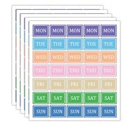 Calcomanía de fecha de semana, 7 días de la semana, etiquetas de colores para el día de la semana, 1 pegatina semanal de lunes a sol de 0.75 pulgadas para calendarios de diario de alimentos,