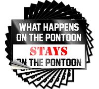 Calcomanía de herramientas con texto en inglés «What Happens On The Pontoon Stays On The Funny Stickers», 10 unidades, calcomanías divertidas para parachoques de coches (8 x 12 cm)