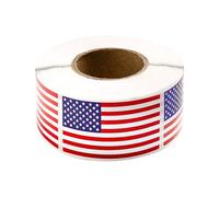 Calcomanía de la bandera de EE. UU., EE. UU. Pegatinas de la bandera | 1.2x2 pulgada etiqueta patriótica | 250 por rollo de adhesiva para los vehículos de estanterías de parachoques automotrices de ve