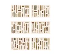 Calcomanía de letras de PET retro, impermeable, 6 hojas/pieza para diario creativo, álbumes de recortes y manualidades, calcomanía decorativa