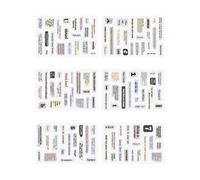 Calcomanía de letras de PET retro, impermeable, 6 hojas/pieza para diario creativo, álbumes de recortes y manualidades, calcomanía decorativa
