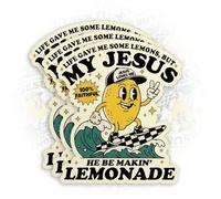 Calcomanía de limonada con texto en inglés «My Jesus He Be Making Lemonade», 3 unidades, 3 pulgadas, cristiano, religioso, dios, señor, Biblia católica, troquelada, impermeable, para casco, laptop