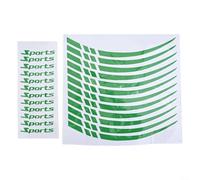Calcomanía de llanta de motocicleta, cinta reflectante a rayas para ruedas de 18 a 21 pulgadas, ajuste para decoración de llantas de bicicleta, color azul, verde, amarillo, juego de 12 piezas (verde)