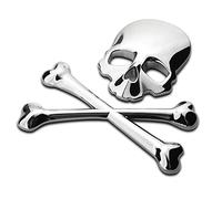 通用 Calcomanía de metal cromado con emblema 3D de cráneo, diseño de pirata, decoración de guardabarros lateral trasero (plata)