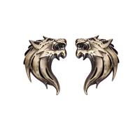 Calcomanía de metal para coche, diseño de cabeza de lobo, emblema de lobo, decoración de vehículo, bronce, 1 par, aleación de zinc
