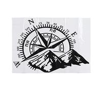 Calcomanía de Montaña con Brújula Aramox, Pegatina con Diseño de Brújula para Coche, 48x34cm, Calcomanía de Montaña, Decoración Universal para Ventana Trasera, Capó, Puerta, Cuerpo