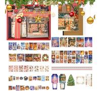 Calcomanía de Navidad con cuaderno, calcomanías de Navidad para manualidades con notas adhesivas, kit de calcomanías navideñas para decoración, diario, tarjeta del hogar, teléfono