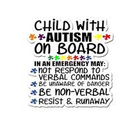 Calcomanía de niño con autismo a bordo para coche, conciencia de seguridad, autista, 1 calcomanía, 5 pulgadas