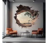 Calcomanía de pared agrietada 3D | Adhesivo de pared realista con vista de la naturaleza | Mural de vinilo de ilusión óptica | Decoración de paisaje grande