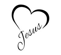 Calcomanía de pared con corazón de Jesús para dormitorio, oficina, versículo bíblico de Jesús, Dios, vinilo para habitación de niños, hogar, tamaño pequeño: 47x56 cm