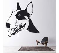 Calcomanía de pared con diseño de animales Bull Terrier, perro, tienda de mascotas, sala de estar, decoración de casa, calcomanías de vinilo para ventana, lindo mural de mascotas, extraíble, 42 x 43