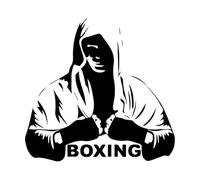Calcomanía de pared con diseño de deporte de boxeo, emblema de boxeador, pegatina de pared de lucha deportiva, decoración de habitación de niños, vinilo-L-58x61cm-Black