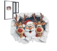 Calcomanía de pared con diseño de reno de Papá Noel, adhesivo creativo de Navidad para pared, calcomanía autoadhesiva de Navidad con calcomanías 3D que rompen el efecto, calcomanías 3D extraíbles para