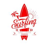 Calcomanía de pared con diseño de tiburón y palmera surfista, vinilo adhesivo para pared, tabla de surf deportiva para sala de estar, arte mural, calcomanías de pared extraíbles-S-42x57cm-Red