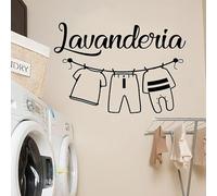 Calcomanía de pared con palabras italianas Lavanderia Panni Stesi, decoración de cuarto de lavado, papel tapiz impermeable extraíble, 42 x 60 cm