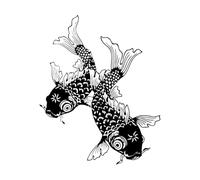 Calcomanía de pared con peces koi, estilo chino asiático, vinilo adhesivo para pared, decoración del hogar, símbolo de buena suerte, koi-L-58x72cm-Black