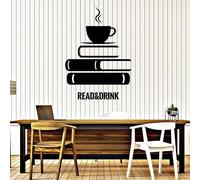 Calcomanía de pared con texto en inglés «Read & Drink» para la pared del café, sala de lectura, librería, decoración interior relajante, vinilo para ventana, 42 x 30 cm