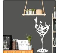 Calcomanía de pared Copa de vino Etiqueta de la pared Cocina Comedor Calcomanía Decoración Decoración del hogar Pósteres, BLANCO, XL 41X91 cm