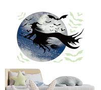 Calcomanía de pared de bruja para ventana, diseño de murciélagos y luna de terror, para cafetería, sala de estar, dormitorio interior