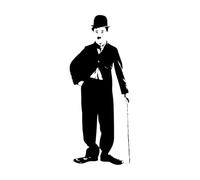 Calcomanía de pared de Chaplin, vinilo adhesivo para pared de actores famosos, arte de pared de cine, decoración del hogar, papel tapiz extraíble-S-23x57cm-Black