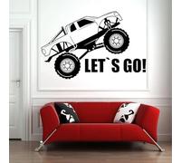 Calcomanía de pared de coche de montaña Decoración del hogar Guardería niños Habitación infantil Let's Go Letras Pegatinas de vinilo para la pared Decoración del salón 57x37cm