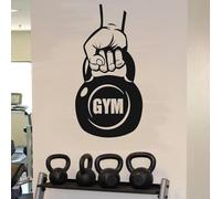 Calcomanía de pared de fitness con pesas rusas para entrenamiento, deporte, puerta o ventana, calcomanías de vinilo para gimnasio, sala de entrenamiento, decoración interior, 57 x 111 cm