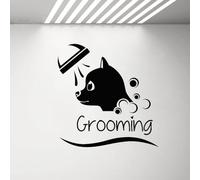 Calcomanía de pared de vinilo con diseño de cabeza de perro para mascotas, impermeable, para salón de mascotas, 80 x 81 cm