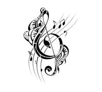 Calcomanía de pared extraíble con forma de clave de sol, notas musicales, estudio de grabación de música, vinilo adhesivo para habitación de niños, póster pequeño - 30x42 cm