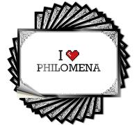 Calcomanía de primavera con texto en inglés "I Love Philomena" para parachoques, calcomanías de metal sin residuos para equipaje, recuerdo de fiesta seco personalizado I Love Philomena (12 x 18 cm)