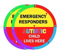 Calcomanía de seguridad para el hogar, concientización sobre el autismo, 6 x 6 pulgadas, autista niño vive aquí, etiquetas de vinilo para emergencias, necesidades especiales, señal de advertencia para