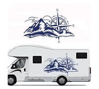 Calcomanía de Vinilo con brújula for Coche, camión, Autocaravana, Impermeable, for Viajes, exploración, Exteriores, Autocaravana, Caravana, portátil(Gray,88cmwidex56cmhigh)