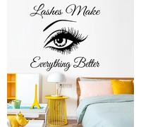 Calcomanía de vinilo con cita de ojos de pestañas diseñada para adornar tu espacio con citas elegantes en paredes lisas que se quitan fácilmente